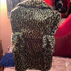 Dog coat, leopard black fur with adjustable straps